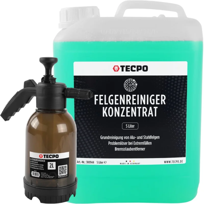 Zertifiziert TECPO Felgenreiniger Konzentrat, 5L + Schaumsprüher 2L