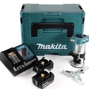 Zertifiziert Makita DRT 50 RFJ Akku Multifunktionsfräse brushless 18V + 2x Akkus 3,0 Ah + Schnellladegerät im Makpac 3