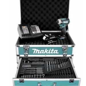 Zertifiziert Makita DTD 171 STX4 Akku Schlagschrauber 18 V 180 Nm 1/4" Brushless + 1x Akku 5,0 Ah + Ladegerät + 70 tlg. Bit Bohrer Set + Koffer