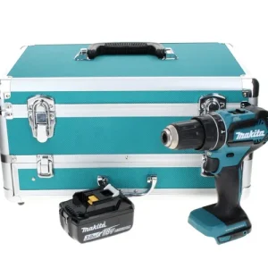 Zertifiziert Makita DHP 485 F1TX Akku Schlagbohrschrauber 18 V 50 Nm Brushless + 1x Akku 3,0 Ah + 70 tlg. Bit Bohrer Set + TX Alu Koffer - ohne Ladegerät