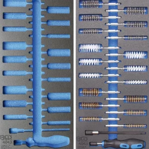 1/3 Werkstattwageneinlage: Bürsten-Sortiment, 20-tlg. (leer und gefüllt) Top-Angebot