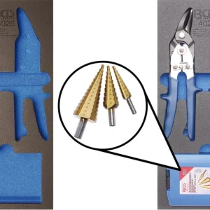 Preiswert 1/3 Werkstattwageneinlage: Stufenbohrer- / Blechscherensatz, 5-tlg. (leer und gefüllt)