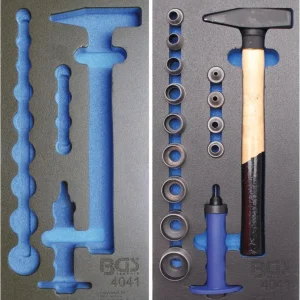 1/3 Werkstattwageneinlage: Locheisen-Satz und Hammer, 15-tlg. (leer und gefüllt) Highlight