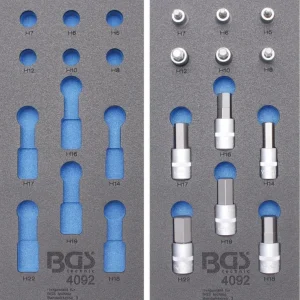 1/3 Werkstattwageneinlage: Bit-Einsatz-Set Innen-6-kant, 12,5 (1/2), 12-tlg. (leer und gefüllt) Nur Heute