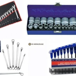 Zoll-Werkzeug Set Ring-Maulschlüssel, Nüsse, Innensechskant 4 in 1 Expressversand