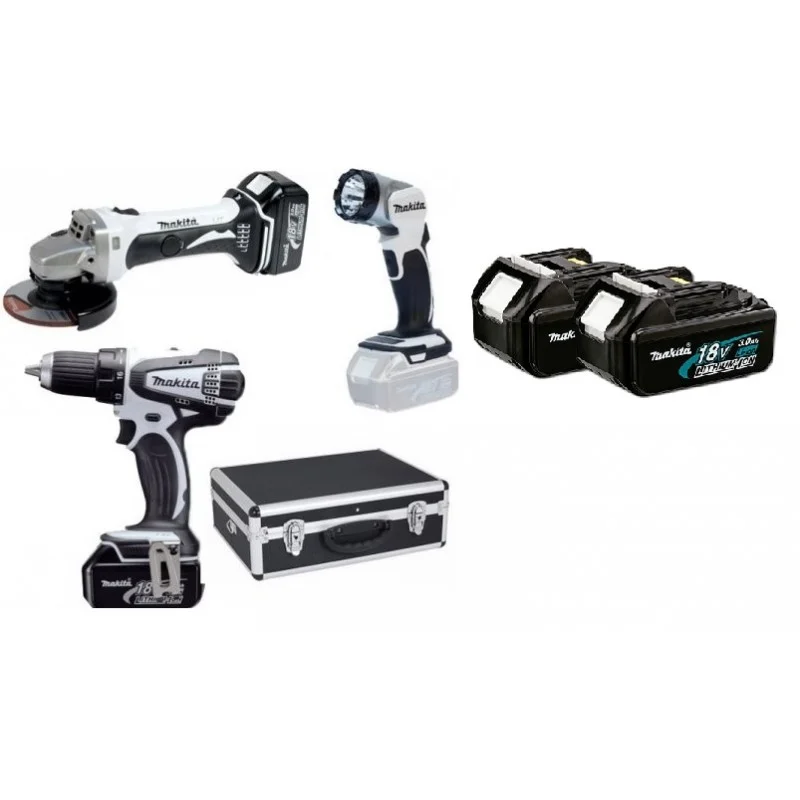 Zertifiziert Makita DLX3010WX Akku Set DDF456Z + DGA452Z + BML802 + 2xBL1830